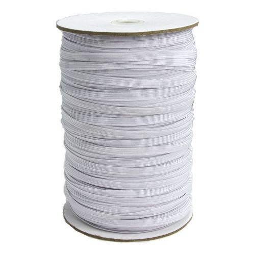 <strong>Braided Elastic Flat 8 Cord White</strong> <span>6mm x 200m</span> <em>Sewing Online GA06-WHT</em>