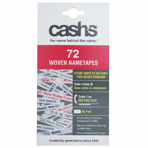 <strong>Cash's Woven Personalised Name Tapes :: 72 Pack</strong> <em>Cash's CASH72</em>