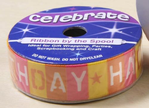 <strong>Celebrate RA22815/50</strong> <span>Yellow/Orange/Pink Birthday Squares Ribbon, 3.5m x 15mm</span> <em>Celebrate Ribbon RA22815-50</em>