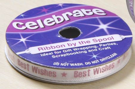 <strong>Celebrate RA23306/14</strong> <span>Pink On White Best Wishes Printed Satin Ribbon, 4m x 6mm</span> <em>Celebrate Ribbon RA23306-14</em>