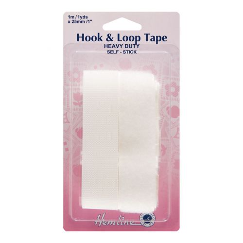 <strong>Hemline H659.25.W</strong> <span>White Stick-on Hook & Loop Tape, 25mm x 1m, Heavy Duty</span> <em>Hemline H659-25-W</em>