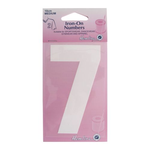 <strong>Hemline Iron-On Number 7 Suitable for Sport</strong> <span>dance and Gym Wear, 10cm, White</span> <em>Hemline H824-10-7W</em>