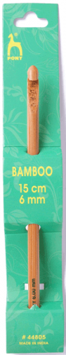 <strong>Pony P44805</strong> <span>Bamboo Single Ended Crochet Hook, 6mm x 15cm (6in)</span> <em>Pony P44805</em>