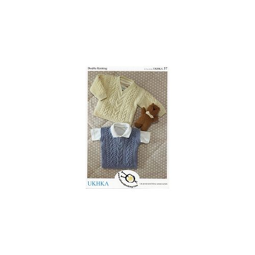 <strong>UKHKA/57 Cable Sweater and Slipover Child Double Knitting Pattern</strong> <em>UK Home Knitting Association UKHKA-57</em>