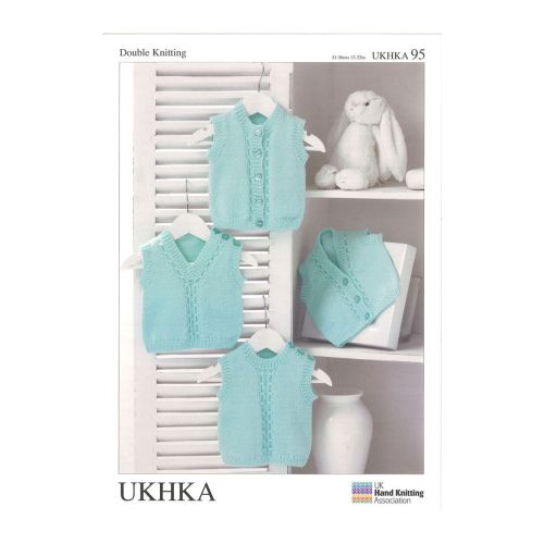 <strong>UKHKA Waistcoats and Slipovers Double Knitting Pattern</strong> <span>Prem-2 Years</span> <em>UK Home Knitting Association UKHKA-95</em>