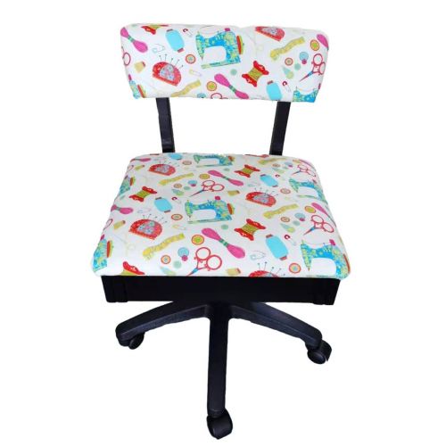 Hydraulic Sewing Chair White with Multi Notions Design - HT2017