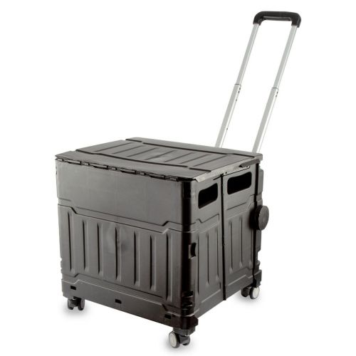 <strong>Plastic Folding Trolley</strong> <span>Black | Craft/Sewing and Hobby Box with Wheels | 47 x 46 x 39cm</span> <em>Sewing Online YN8806-BLACK</em>