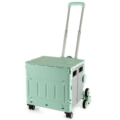 <strong>Plastic Folding Trolley</strong> <span>Green | Craft/Sewing and Hobby Box with Stair Climbing Wheels | 47 x 52 x 41cm</span> <em>Sewing Online YN8812-GREEN</em>
