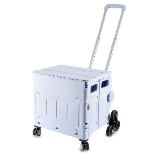 <strong>Plastic Folding Trolley</strong> <span>Purple | Craft/Sewing and Hobby Box with Stair Climbing Wheels | 47 x 52 x 41cm</span> <em>Sewing Online YN8812-PURPLE</em>