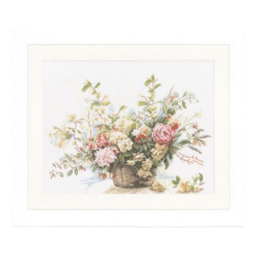 <strong>Counted Cross Stitch Kit: Basket of Roses (Linen)</strong> <em>Lanarte PN-0008004</em>
