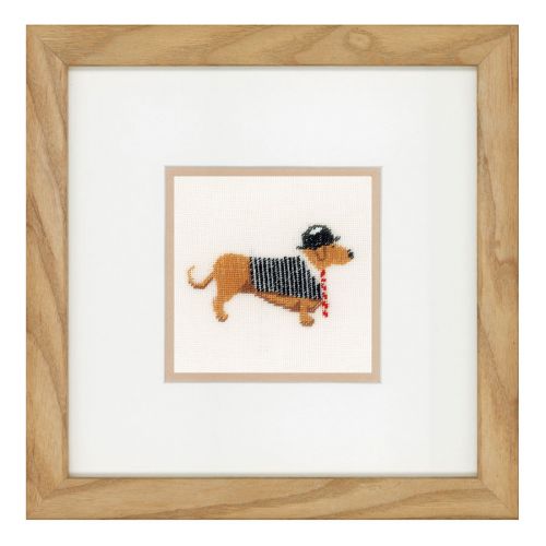 <strong>Counted Cross Stitch Kit: Dog in Bowler (Linen)</strong> <em>Lanarte PN-0148260</em>