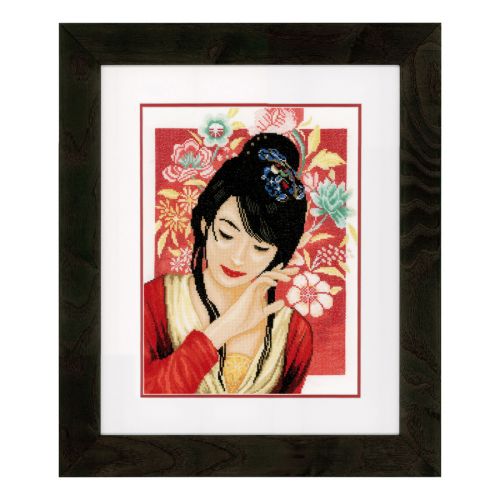 Counted Cross Stitch Kit: Asian Flower Girl (Evenweave)