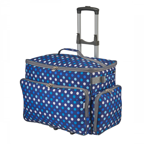 Sewing Online Large Sewing Machine Trolley Bag on Wheels, Navy Polka Dot | 53 x 34 x 29cm | Sewing Machine Storage for Janome, Brother, Singer, Bernina, and Most Machines - PT850-NAVY-POLKA