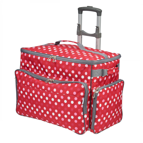 Sewing Online Large Sewing Machine Trolley Bag on Wheels, Red Polka Dot | 53 x 34 x 29cm | Sewing Machine Storage for Janome, Brother, Singer, Bernina, and Most Machines - PT850-RED-POLKA