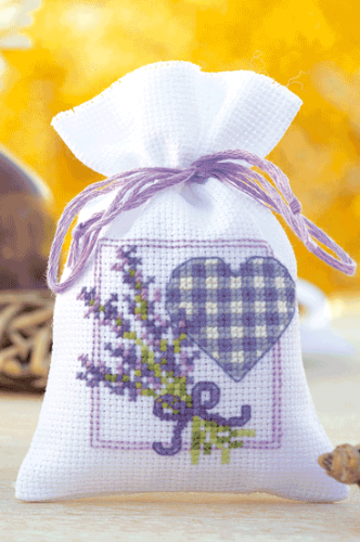 <strong>Counted Cross Stitch Kit Pot Pourri Bag Lavender Heart</strong> <em>Vervaco PN-0143680</em>