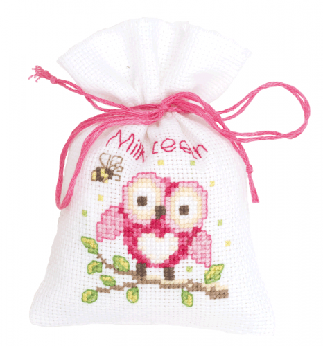 <strong>Counted Cross Stitch Kit Pot Pourri Bag Owl Pink</strong> <em>Vervaco PN-0144375</em>