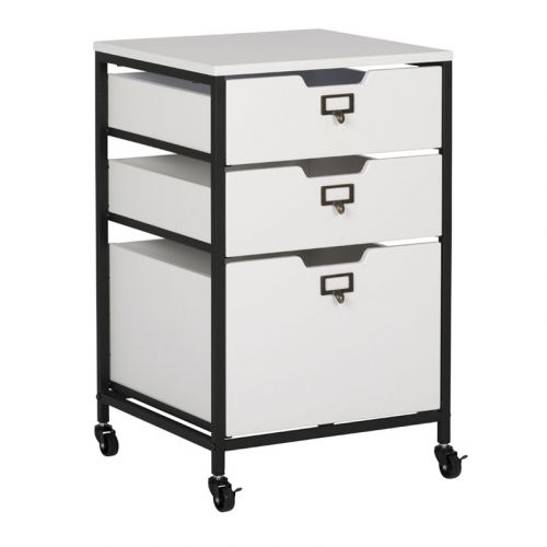 Sewing Online Mobile Sewing Storage Drawers / Craft Organiser Cart with 3 White Drawers and Charcoal Black Frame and Locking Wheels - Multipurpose: Bathroom, Kitchen, Home Office, or Laundry Room - 10223