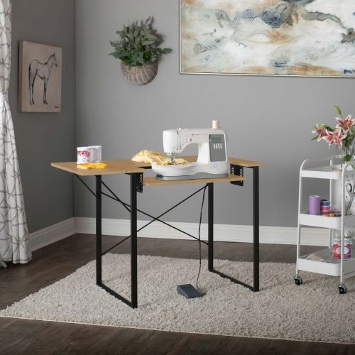 Buy Small Sewing Table, Wood Top, Black Legs