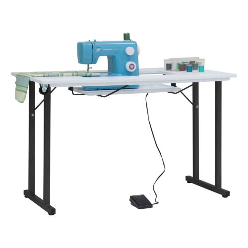 Foldable Sewing Table with Wheels NSdirect Desk Color: White