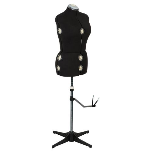 Sewing Online Adjustable Dressmakers Dummy, in Black Fabric with Hem Marker, Dress Form Sizes 10 to 16 - Pin, Measure, Fit and Display your Clothes on this Tailors Dummy - SW15--BLCK
