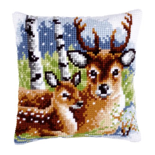 <strong>Printed Cross Stitch Cushion: Deer Family</strong> <em>Vervaco PN-0147043</em>