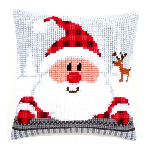 <strong>Cross Stitch Cushion: Santa in a Plaid Hat</strong> <em>Vervaco PN-0148061</em>