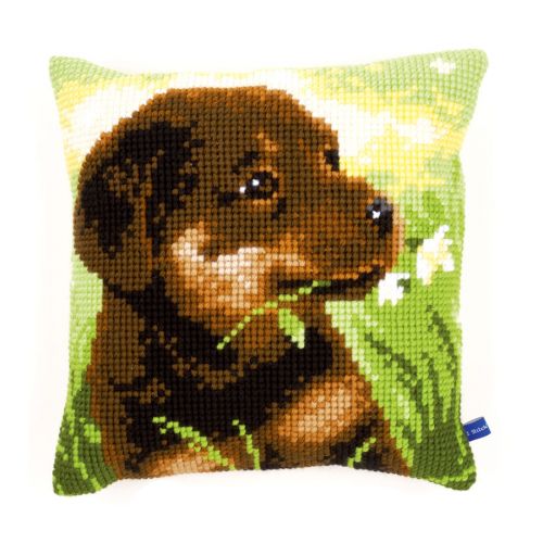 <strong>Cross Stitch Cushion: Rottweiler Puppy</strong> <em>Vervaco PN-0150689</em>