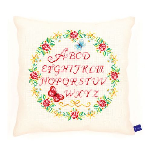 <strong>Counted Cross Stitch Cushion: Alphabet and Roses</strong> <em>Vervaco PN-0153869</em>