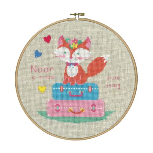 <strong>Counted Cross Stitch Birth Record: Lief! Fox on Travel</strong> <em>Vervaco PN-0155354</em>