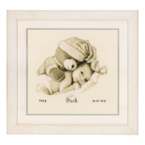 <strong>Counted Cross Stitch Birth Record: Baby & Teddy</strong> <em>Vervaco PN-0155574</em>