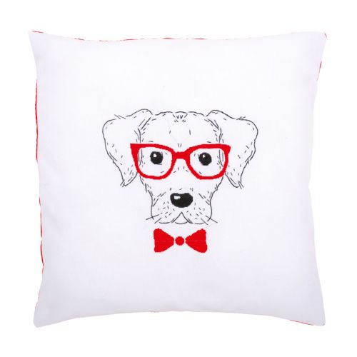 <strong>Embroidery Cushion: Dog with Red Glasses</strong> <em>Vervaco PN-0155963</em>