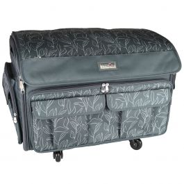 XXL Sewing Machine Trolley Bag on 4 WheelsGrey Floral 360 degree 4 wheeled sewing machine storage case for large machines Brother Singer