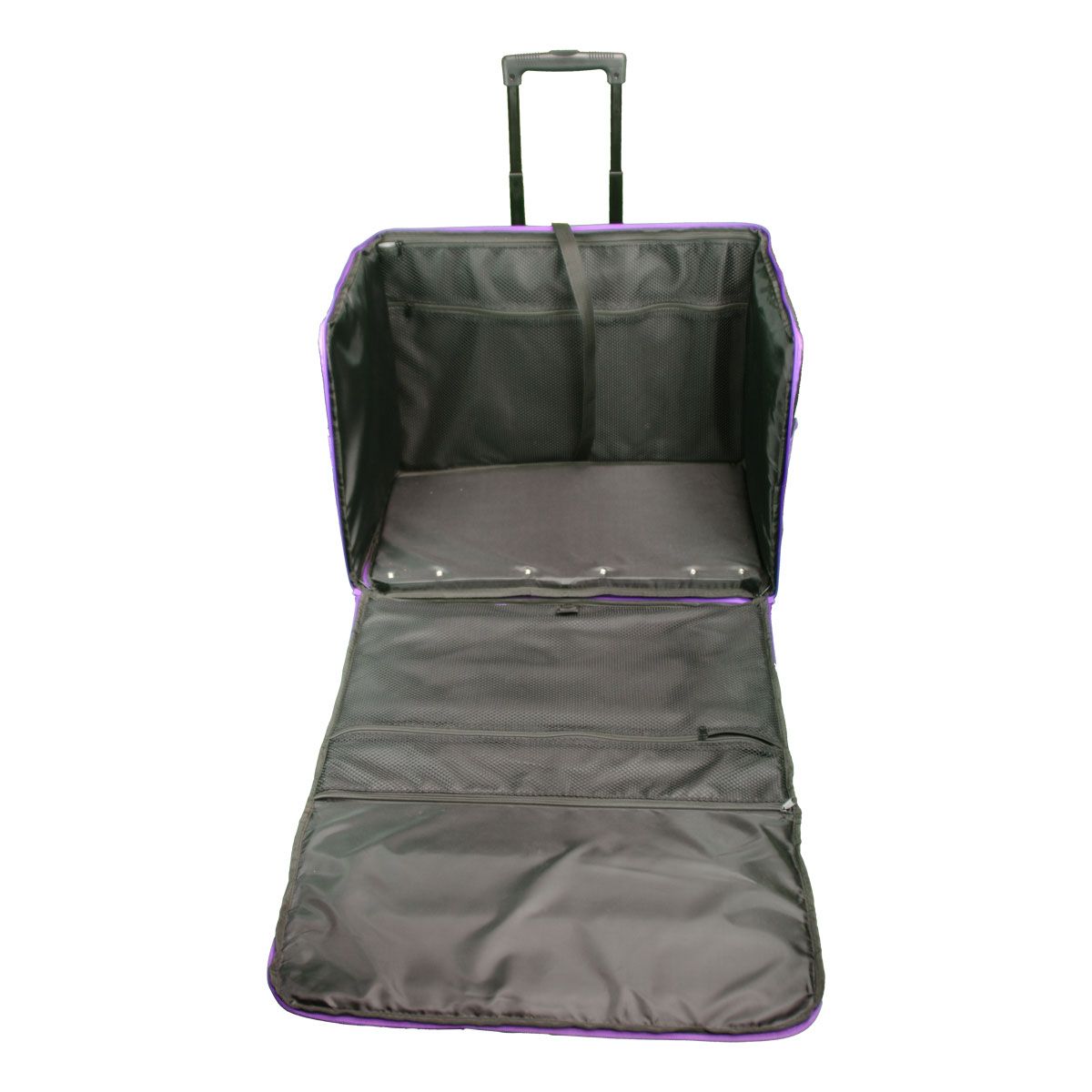 60 x 42 x 30cm XL Sewing Machine Trolley Bag Plain Black with Purple Trim 