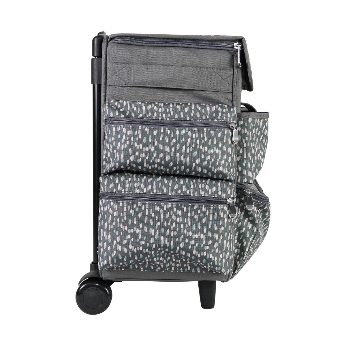 Everything Mary Rolling Tote Grey Pink spot 2 Wheel Trolley Bag for Sewing Crafts