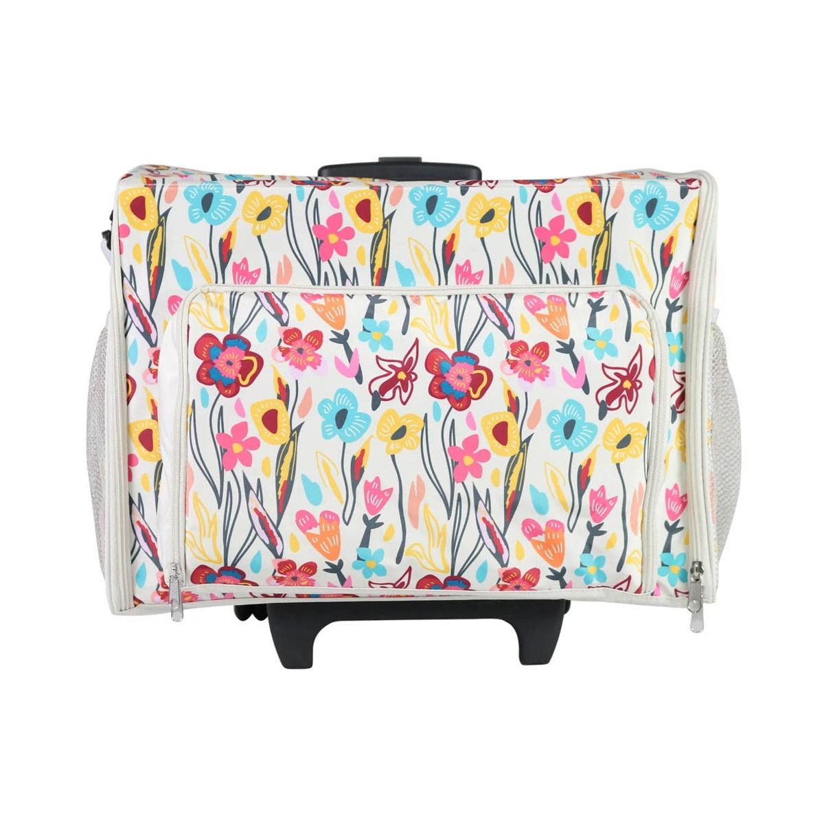 Buy Craft Trolley Bag on Wheels, Cream and Multi Floral -50x25x35cm
