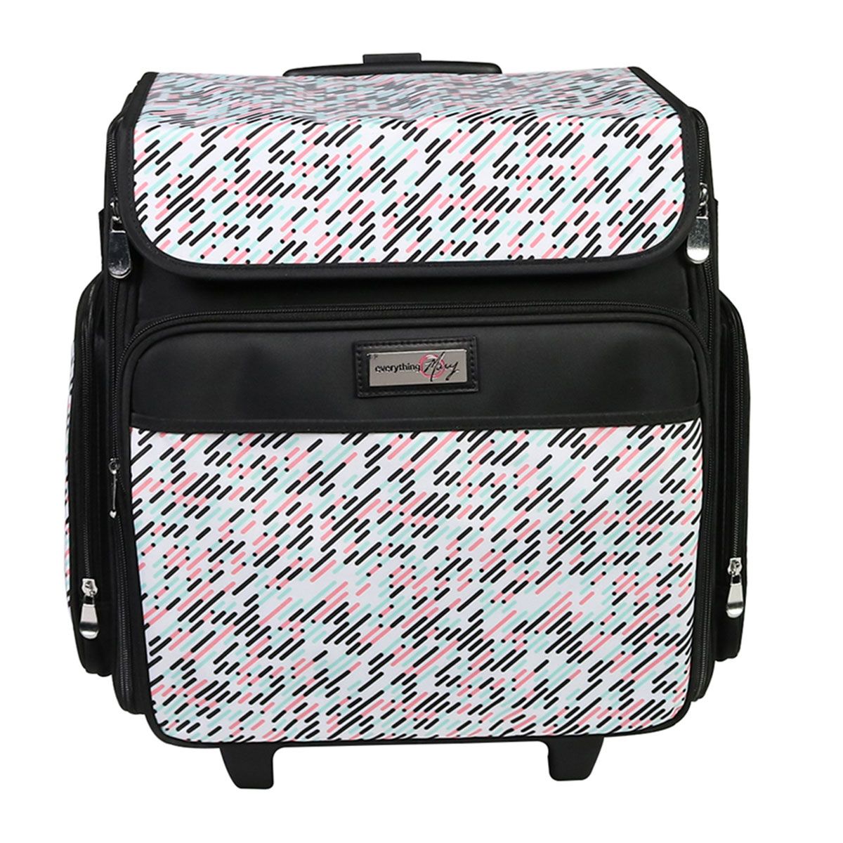 Everything Mary 12777-1 Pill Print Rolling Tote Bag, 2 Wheeled Trolley Bag for Sewing and Crafts