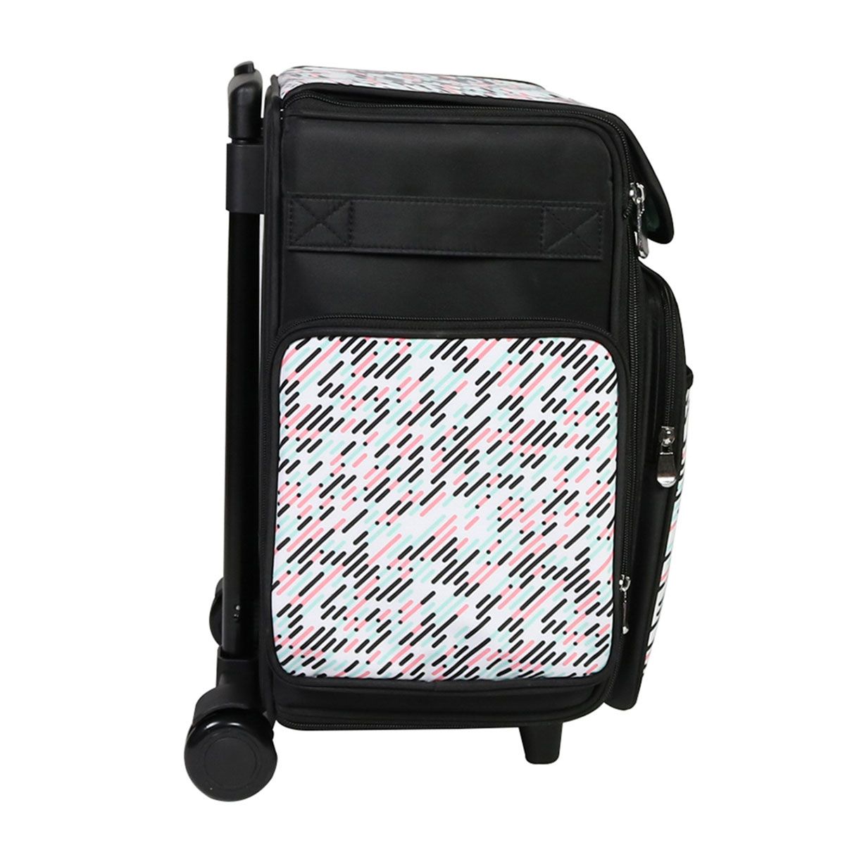 Everything Mary 12777-1 Pill Print Rolling Tote Bag, 2 Wheeled Trolley Bag for Sewing and Crafts