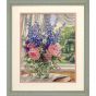 Peonies And Delphiniums Cross Stitch Kit