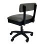 Sewing Online Hydraulic Sewing Chair with Underseat Storage, in Grey Fabric & Black Wooden Base - Lumbar Support & Lift Mechanism with 5 Star, 360 degree, Swivel Base on Casters. For Your Sewing Room / Home Office - HT123