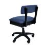 Sewing Online Hydraulic Sewing Chair with Underseat Storage, in Blue Fabric & Black Wooden Base - Lumbar Support & Lift Mechanism with 5 Star, 360 degree, Swivel Base on Casters. For Your Sewing Room / Home Office - HT130