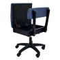 Sewing Online Hydraulic Sewing Chair with Underseat Storage, in Blue Fabric & Black Wooden Base - Lumbar Support & Lift Mechanism with 5 Star, 360 degree, Swivel Base on Casters. For Your Sewing Room / Home Office - HT130