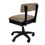 Sewing Online Hydraulic Sewing Chair with Underseat Storage, in Brown Fabric & Black Wooden Base - Lumbar Support & Lift Mechanism with 5 Star, 360 degree, Swivel Base on Casters. For Your Sewing Room / Home Office - HT140