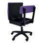 Sewing Online Hydraulic Sewing Chair with Underseat Storage, in Purple Fabric & Black Wooden Base - Lumbar Support & Lift Mechanism with 5 Star, 360 degree, Swivel Base on Casters. For Your Sewing Room / Home Office - HT160