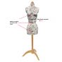 <strong>Adjustable Dressmakers Dummy</strong> <span>Rosebuds Floral Fabric with Natural Wooden Stand, Dress Form Sizes 10 to 16, Pin, Measure, Fit and Display your Clothes on this Tailors Dummy</span> <em>Sewing Online 5912A-2</em>