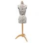 <strong>Adjustable Dressmakers Dummy</strong> <span>Rosebuds Floral Fabric with Natural Wooden Stand, Dress Form Sizes 10 to 16, Pin, Measure, Fit and Display your Clothes on this Tailors Dummy</span> <em>Sewing Online 5912A-2</em>