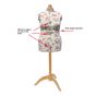 <strong>Adjustable Dressmakers Dummy</strong> <span>Rosebuds Floral Fabric with Natural Wooden Stand, Dress Form Sizes 20 to 22, Pin, Measure, Fit and Display your Clothes on this Tailors Dummy</span> <em>Sewing Online 5912C</em>