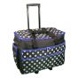 Sewing Online Large Sewing Machine Trolley Bag on Wheels, Black with White Spots & Blue Trim | 53 x 41 x 29cm | Sewing Machine Storage for Janome, Brother, Singer, Bernina, and Most Machines - 006106-BLK-BLUE