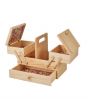 <strong>Small Wooden Cantilever Sewing Box</strong> <span>Light Pine/Ditsy Floral Design Interior, 29x24x17cm, 3 Tier Storage and Organiser Box with Compartments for Sewing Supplies, Accessories, Thread, Needles, etc</span> <em>Sewing Online LW5188</em>