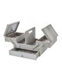 Sewing Online Medium Wooden Cantilever Sewing Box, Grey with Lace inspired Design Interior | 31 x 24 x 23cm | 3 Tier Storage and Organiser Box with Compartments for Sewing Supplies, Accessories, Thread, Needles, and Scissors - LW5189