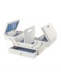 Sewing Online Medium Wooden Cantilever Sewing Box, White with Geometric Design Interior | 31 x 24 x 23cm | 3 Tier Storage and Organiser Box with Compartments for Sewing Supplies, Accessories, Thread, Needles, and Scissors - LW5190